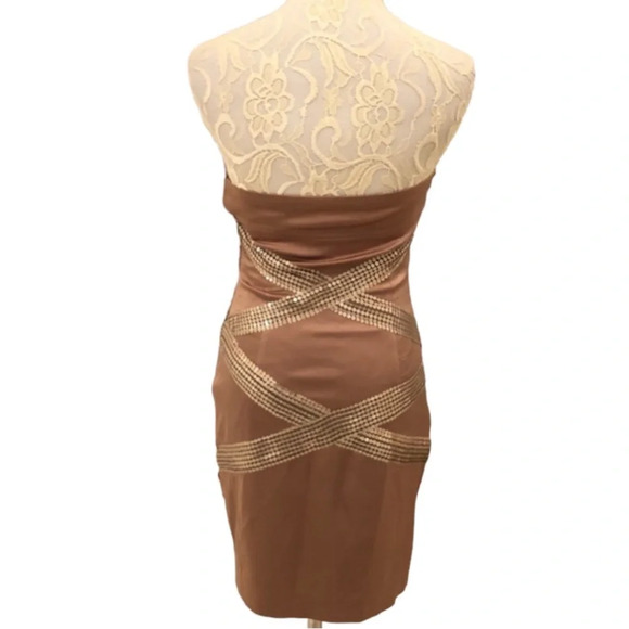 Arden B. Bronze & Gold Bandage Bodycon Dress - Picture 3 of 7